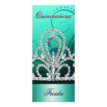 Princess Tiara Quinceanera (aqua) Personalised Invitations