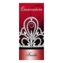 Princess Tiara Quinceanera (deep red) Custom Invitations