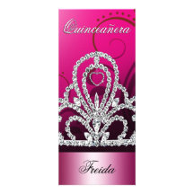 Princess Tiara Quinceanera (fuschia) Custom Announcement