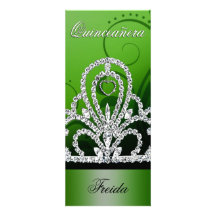 Princess Tiara Quinceanera (green) Personalized Announcement