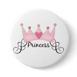 Princess With Crown - Customizable Pinback Buttons