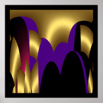 Print Abstract Gold Puple Pink Black