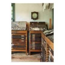 Print Shop with Clock Personalized Announcements