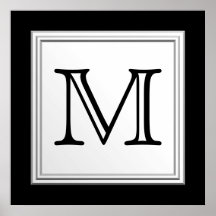 Printed Custom Monogram. Black and Pale Grey.