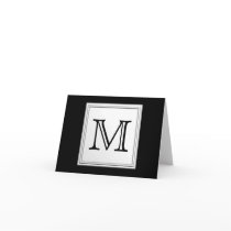 Printed Custom Monogram. Black and Pale Grey. Greeting Cards