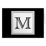 Printed Custom Monogram. Black and Pale Grey. Greeting Cards
