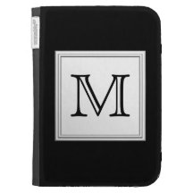 Printed Custom Monogram. Black and Pale Grey. Kindle Covers
