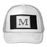 Printed Custom Monogram. Black and Pale Grey. Hats