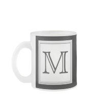 Printed Custom Monogram. Black and Pale Grey. Mugs