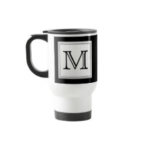 Printed Custom Monogram. Black and Pale Grey. Mugs