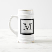 Printed Custom Monogram. Black and Pale Grey. Coffee Mug
