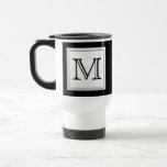 Printed Custom Monogram. Black and Pale Grey. Mugs