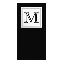 Printed Custom Monogram. Black and Pale Grey. Picture Card