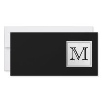 Printed Custom Monogram. Black and Pale Grey. Photo Card