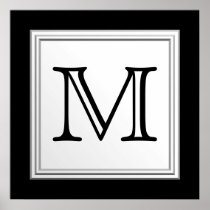 Printed Custom Monogram. Black and Pale Grey.