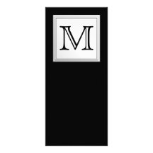 Printed Custom Monogram. Black and Pale Grey. Custom Rack Cards