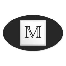 Printed Custom Monogram. Black and Pale Grey. Sticker