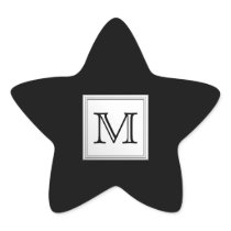 Printed Custom Monogram. Black and Pale Grey. Star Stickers