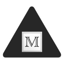 Printed Custom Monogram. Black and Pale Grey. Triangle Stickers
