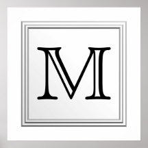 Printed Custom Monogram. Black and White.