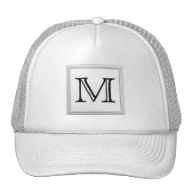 Printed Custom Monogram. Black and White. Hat