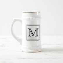 Printed Custom Monogram. Black and White. Mugs