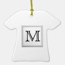 Printed Custom Monogram. Black and White. Christmas Ornament