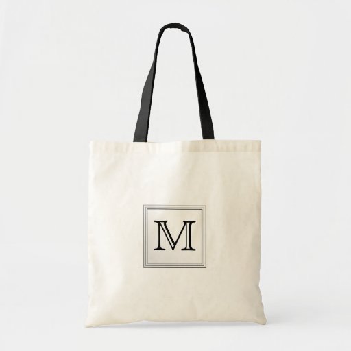 Printed Custom Monogram. Black and White. Tote Bag