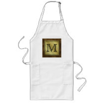 Printed Custom Monogram Image. Brown. Apron
