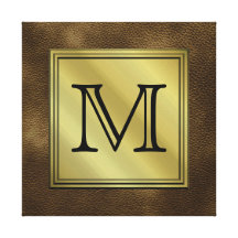 Printed Custom Monogram Image. Brown. Canvas Prints