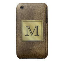 Printed Custom Monogram Image. Brown. Case-Mate iPhone 3 Cases