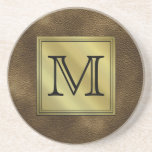 Printed Custom Monogram Image. Brown. Coasters