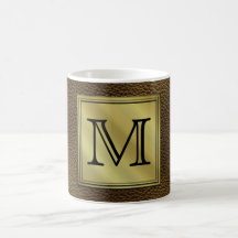 Printed Custom Monogram Image. Brown. Coffee Mug