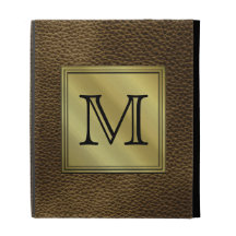 Printed Custom Monogram Image. Brown. iPad Case