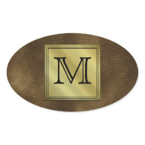 Printed Custom Monogram Image. Brown. Stickers