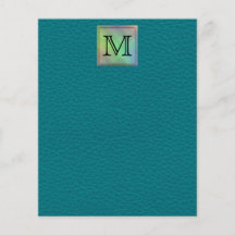 Printed Custom Monogram Image on Teal Pattern. Full Color Flyer