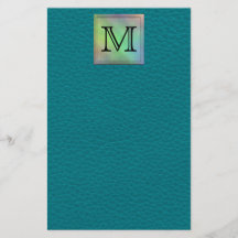 Printed Custom Monogram Image on Teal Pattern. Full Colour Flyer