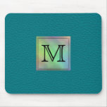 Printed Custom Monogram Image on Teal Pattern. Mouse Pad