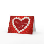 Printed Faux pearl red and gold anniversary Greeting Card