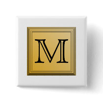 Printed image of a custom monogram design. button