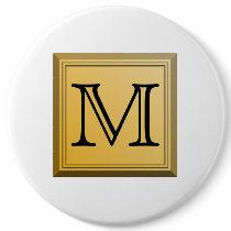 Printed image of a custom monogram design. pinback button