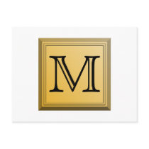 Printed image of a custom monogram design. postcard