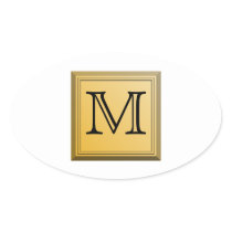 Printed image of a custom monogram design. oval stickers
