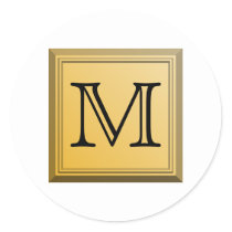 Printed image of a custom monogram design. round stickers