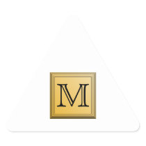Printed image of a custom monogram design. triangle stickers