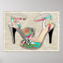 Printed Leather with Rhinestones