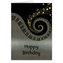 Printed Metallic effect Piano Keys Gold Music Greeting Cards