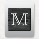 Printed Pattern and Custom Letter. Black and White Mouse Pad