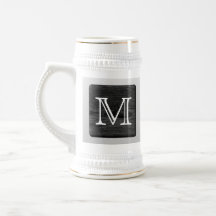 Printed Pattern and Custom Letter. Black and White Mug