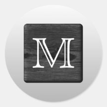 Printed Pattern and Custom Letter. Black and White Stickers